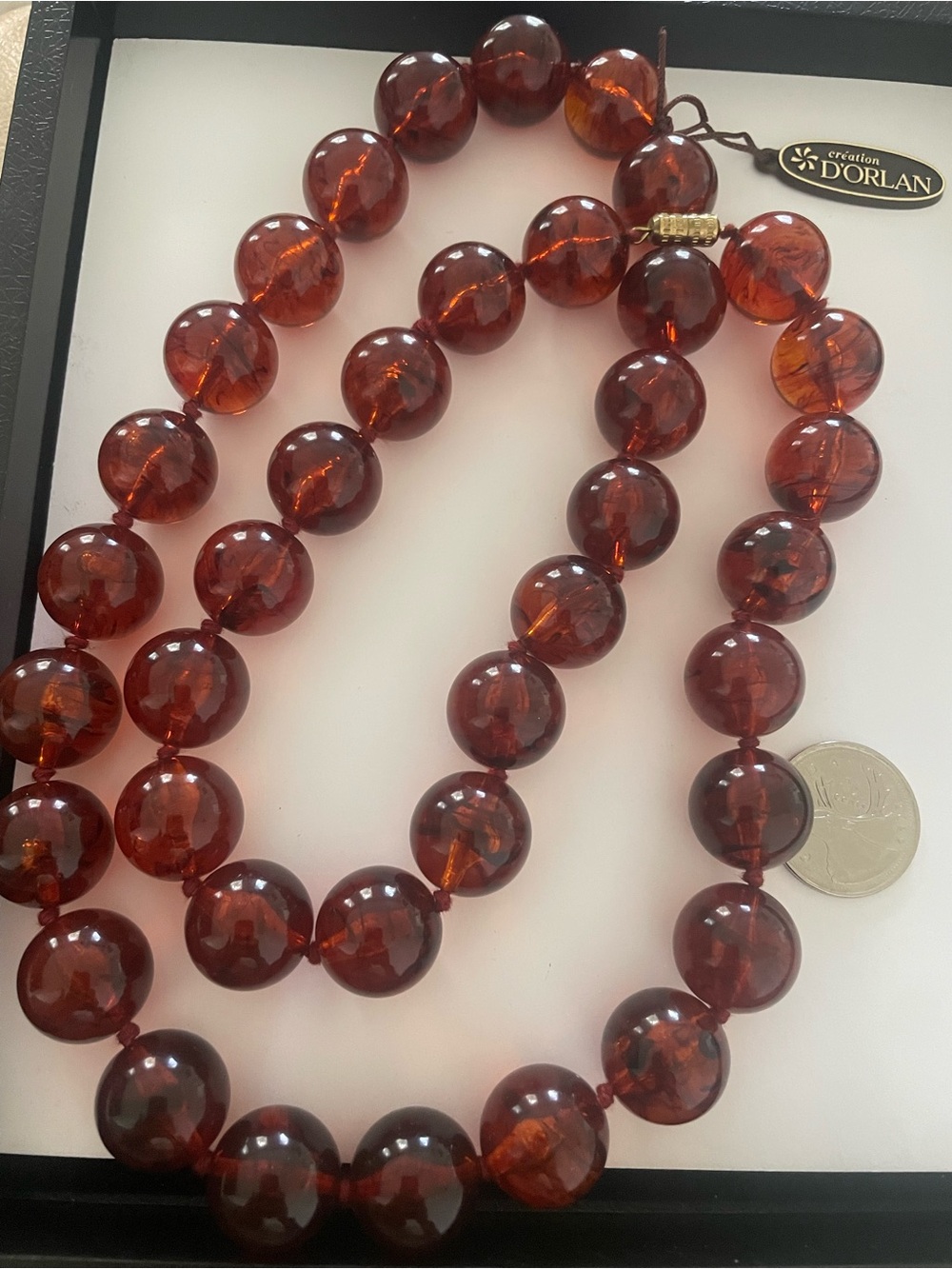 VIntage D’ORLAN Amber-Style Brown Beaded Necklace